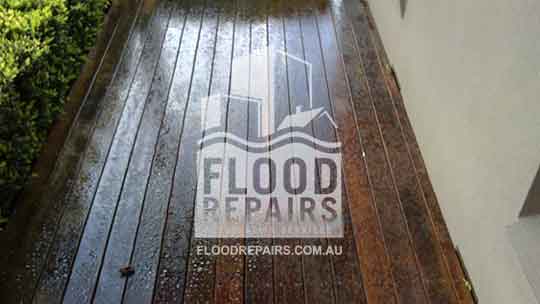 wet timber floor